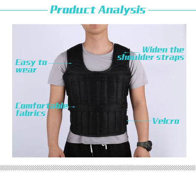 Adjustable 20KG weighted vest for boxing, sparring, and gym training