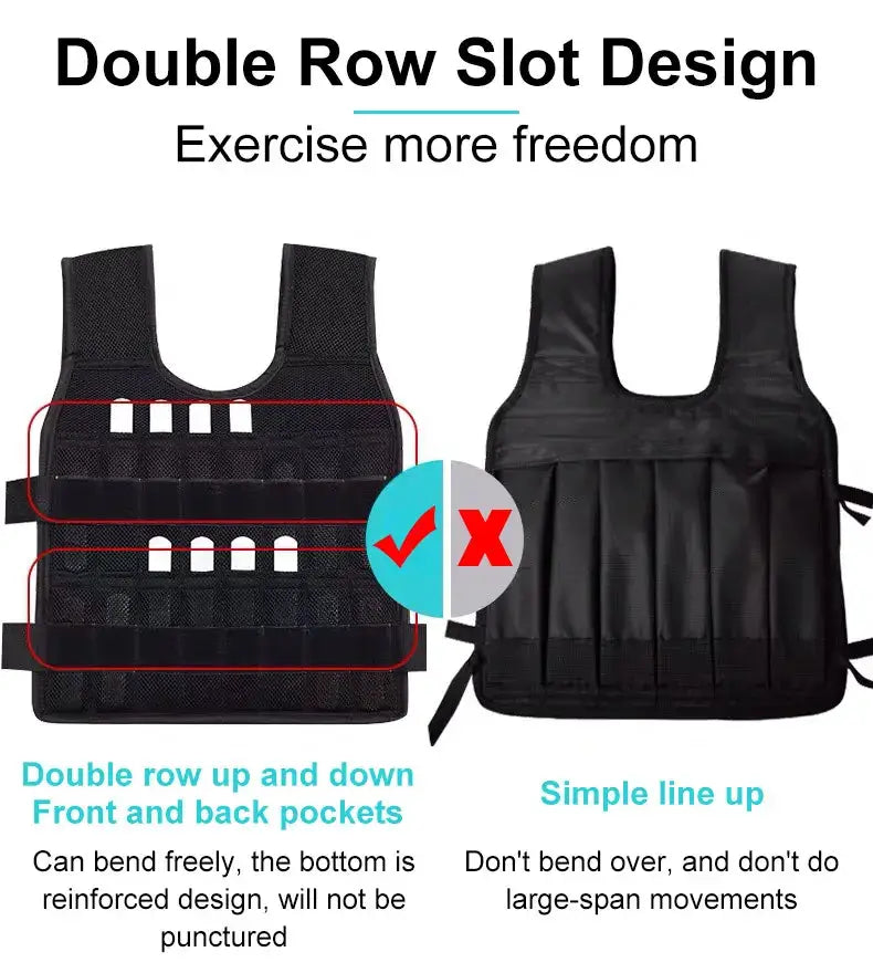 Adjustable 20KG weighted vest for boxing, sparring, and gym training