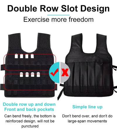 Adjustable 20KG weighted vest for boxing, sparring, and gym training