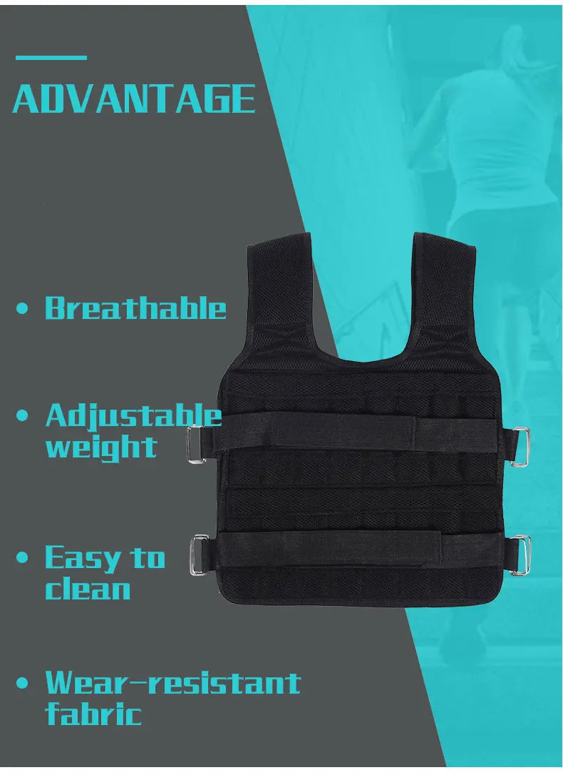Adjustable 20KG weighted vest for boxing, sparring, and gym training