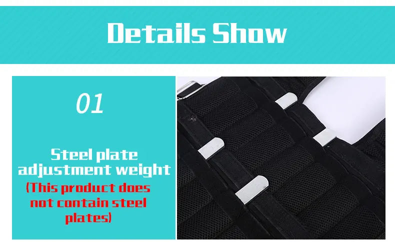 Adjustable 20KG weighted vest for boxing, sparring, and gym training