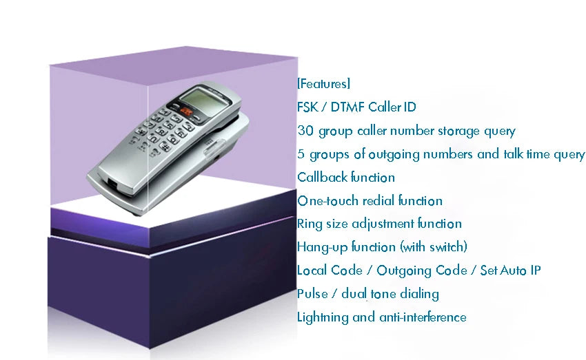 Corded Phone Landline Telephone With FSK / DTMF Caller ID,Ringtone Adjustment,Support Callback for Home Office telefono fijo