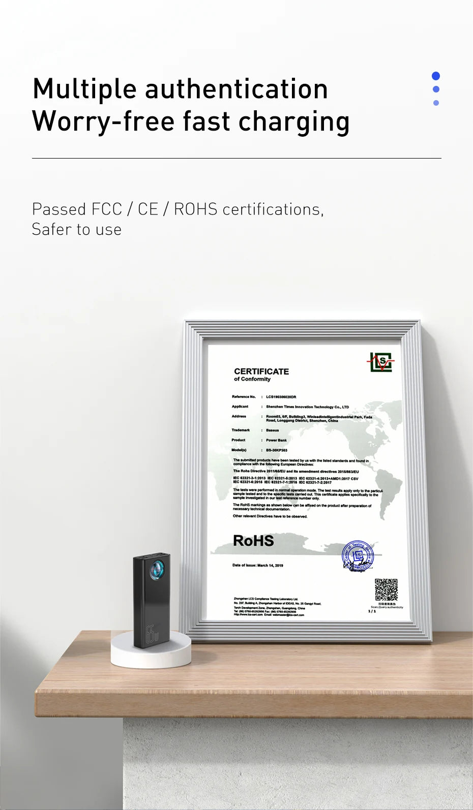 Baseus Power Bank 30000mAh 65W PD3.0 Quick Charging 3.0 FCP SCP Portable External For iPhone 14 12 13 Laptop Tablet Power bank