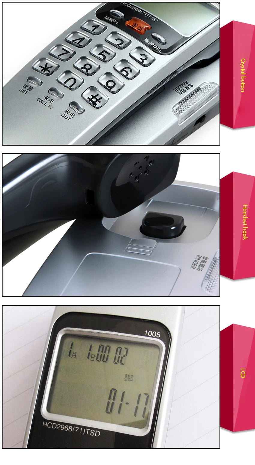 Corded Phone Landline Telephone With FSK / DTMF Caller ID,Ringtone Adjustment,Support Callback for Home Office telefono fijo