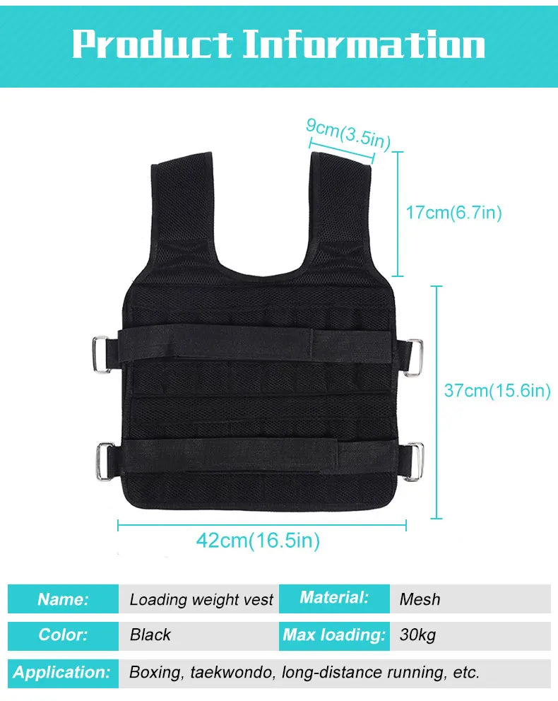 Adjustable 20KG weighted vest for boxing, sparring, and gym training