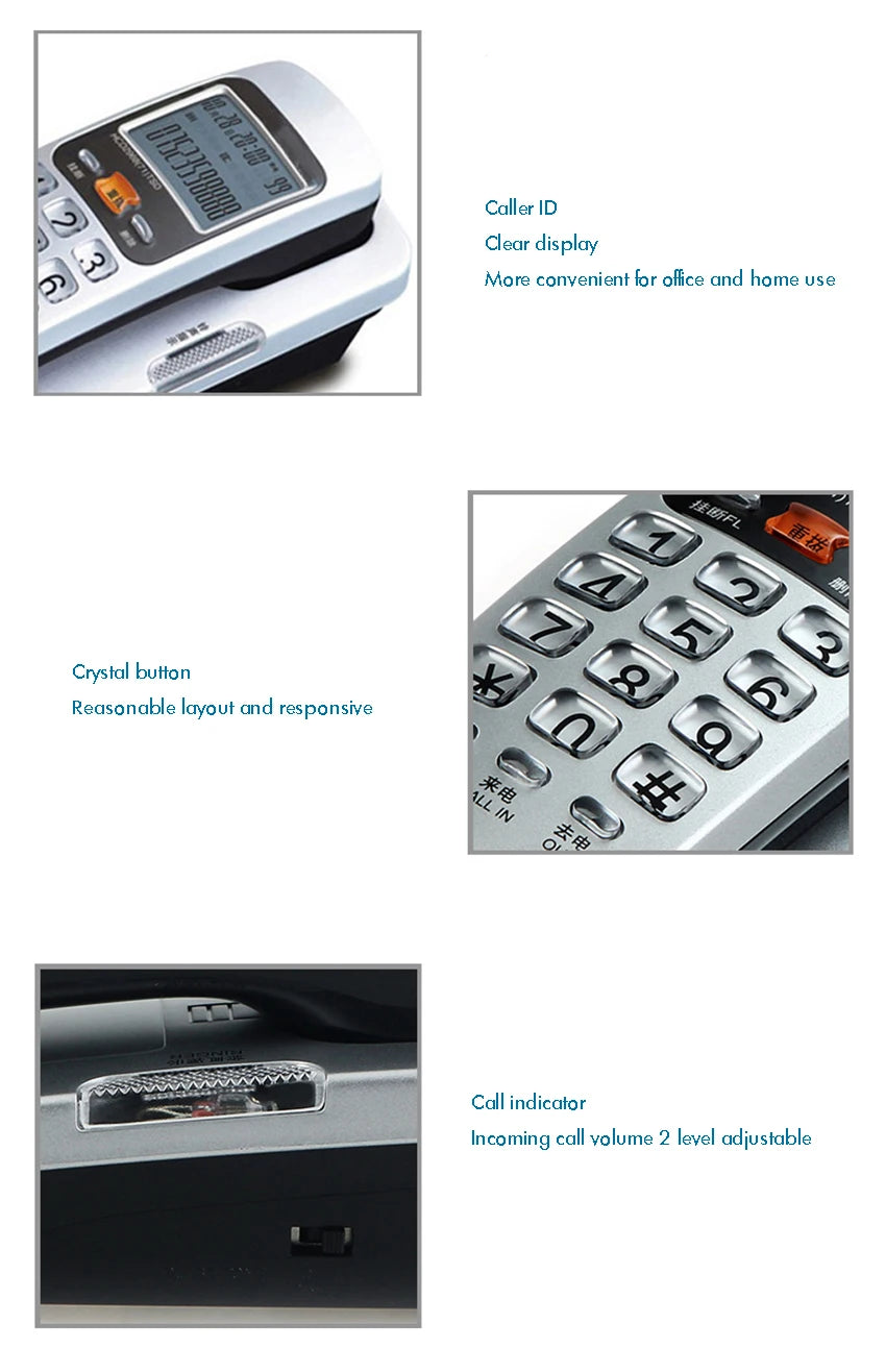 Corded Phone Landline Telephone With FSK / DTMF Caller ID,Ringtone Adjustment,Support Callback for Home Office telefono fijo