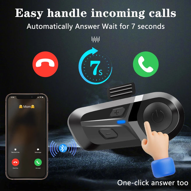 Bluetooth 5.3 Wireless Motorcycle Helmet Headset Hands-free Call Phone Motorcycle Waterproof Earphone Music Player Moto Helmet
