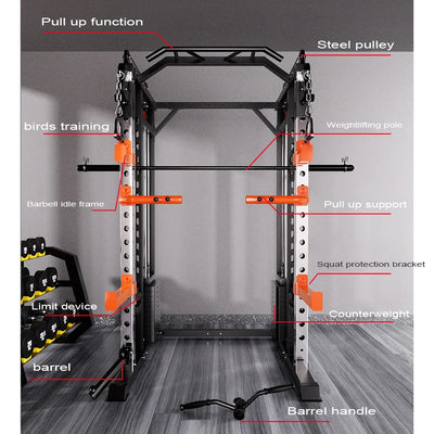 Home & gym gantry trainer with squat and fly station.