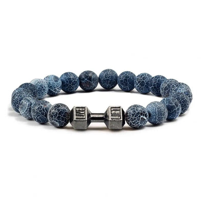 Gym Dumbbells Beads Bracelet Natural Stone Barbell Energy Weights Bracelets For Women Men Couple Wristband Fashion Jewelry Gift