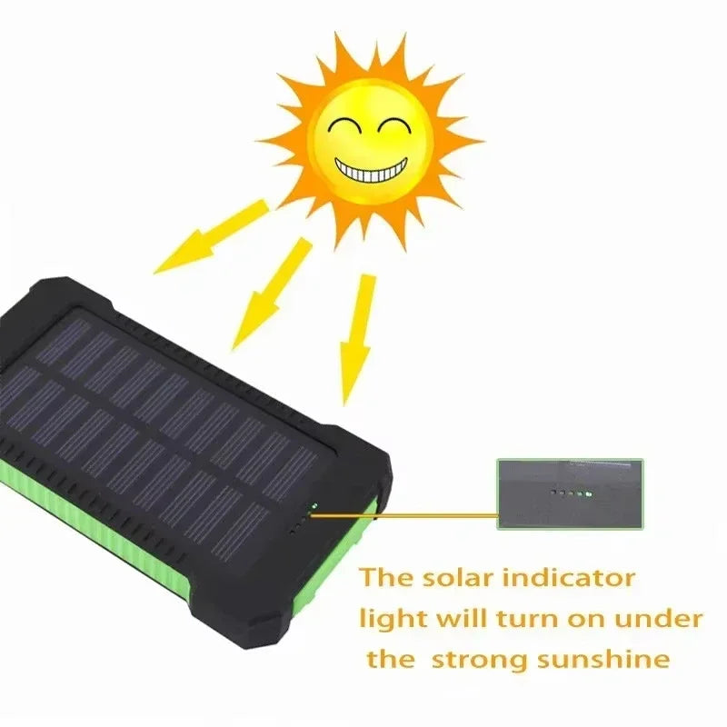 Solar Power Bank 10000mah Portable Waterproof External Battery Powerbank 20000 mah Phone Charger LED PoverBank For iphone huawei
