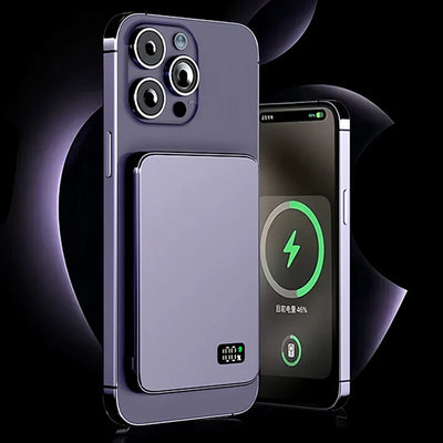 Ultra Thin Power Bank for MagSafe,Magnetic Wireless Fast Charging LED Display Portable Battery For iPhone Samsung Phone Airpods