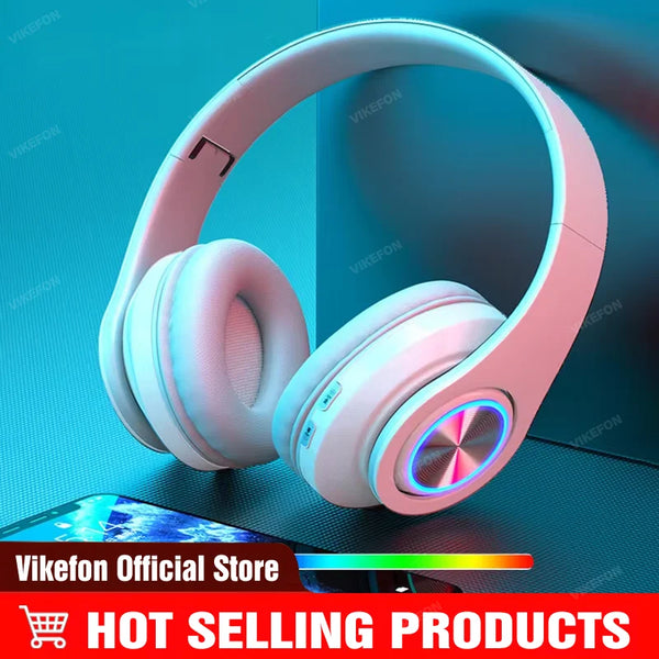 Headsets Gamer Headphones Blutooth Surround Sound Stereo Wireless Earphone USB With MicroPhone Colourful Light PC Laptop Headset