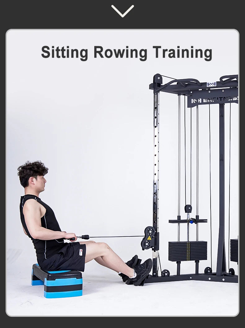 Commercial dual-arm gym machine for full-body training.