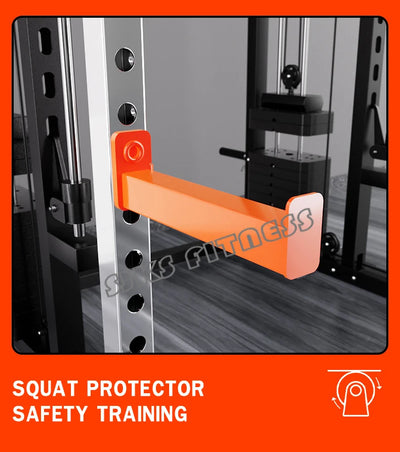 Home & gym gantry trainer with squat and fly station.