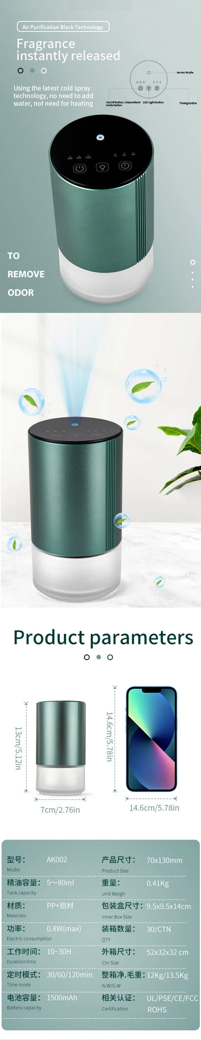 Perfume Aroma Diffuser Car Air Freshener Essential Oils Diffuser Aromatic Oil For Smell Aroma Machine Scent Fragrance Diffuser