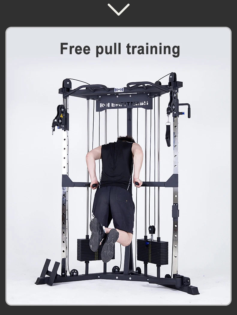 Commercial dual-arm gym machine for full-body training.