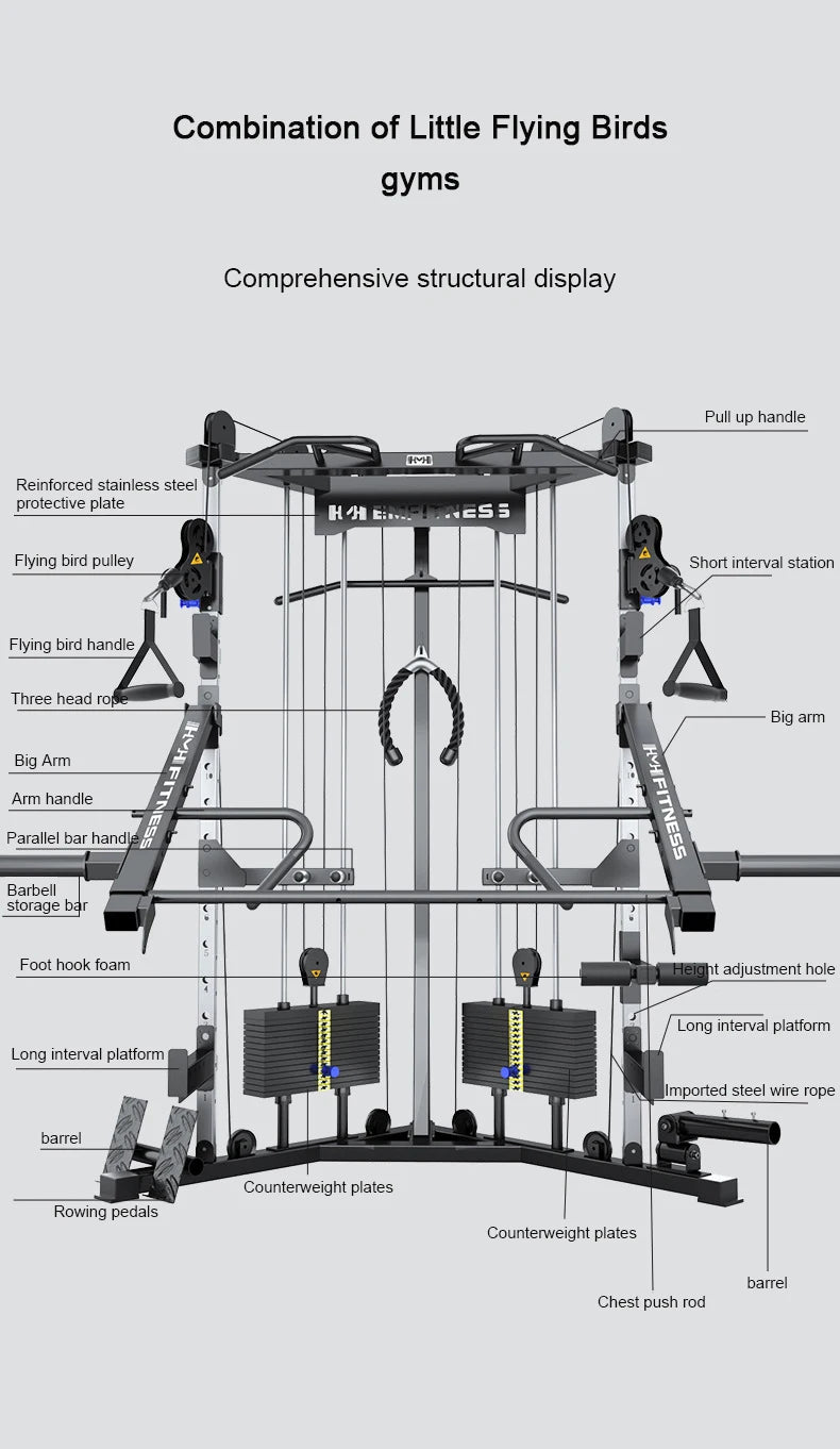 Commercial dual-arm gym machine for full-body training.