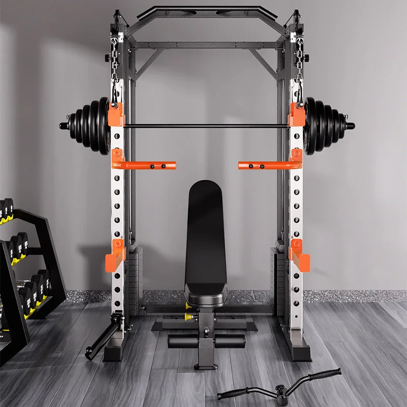 Home & gym gantry trainer with squat and fly station.