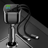 Elough Retractable Car Charger 5 in 1 Fast Charging Car Charger Retractable Cable 2 type c Ports Car Charger Adapter Compatible