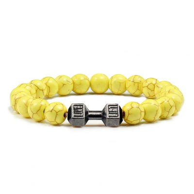 Gym Dumbbells Beads Bracelet Natural Stone Barbell Energy Weights Bracelets For Women Men Couple Wristband Fashion Jewelry Gift