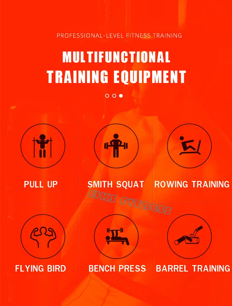 Home & gym gantry trainer with squat and fly station.