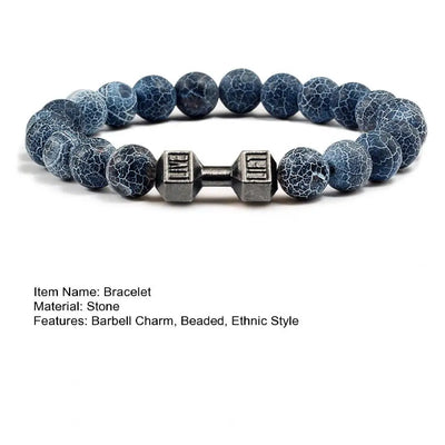 Gym Dumbbells Beads Bracelet Natural Stone Barbell Energy Weights Bracelets For Women Men Couple Wristband Fashion Jewelry Gift