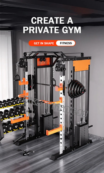 Home & gym gantry trainer with squat and fly station.