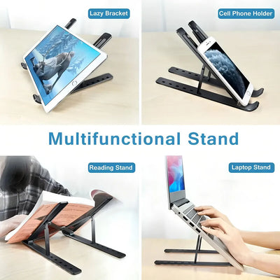 Laptop stand, seven adjustable levels, foldable laptop desktop heightening and cooling tablet support stand