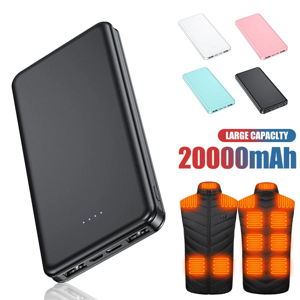 Powerful Power Bank 10000mAh 20000mAh 5V2A Power Bank External Battery Pack for Heating Vest Jackets Scarves Socks Gloves