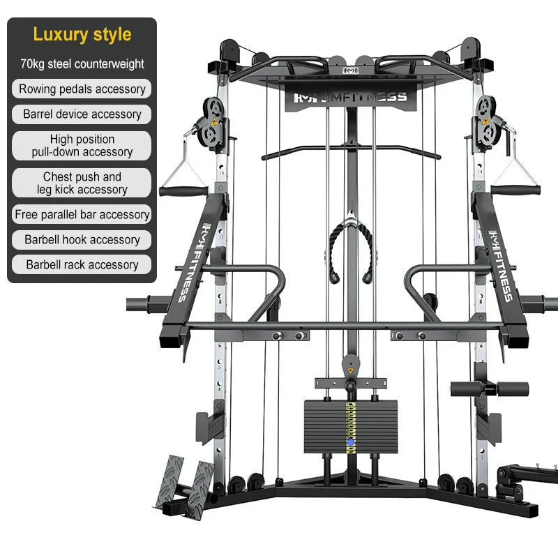 Commercial dual-arm gym machine for full-body training.