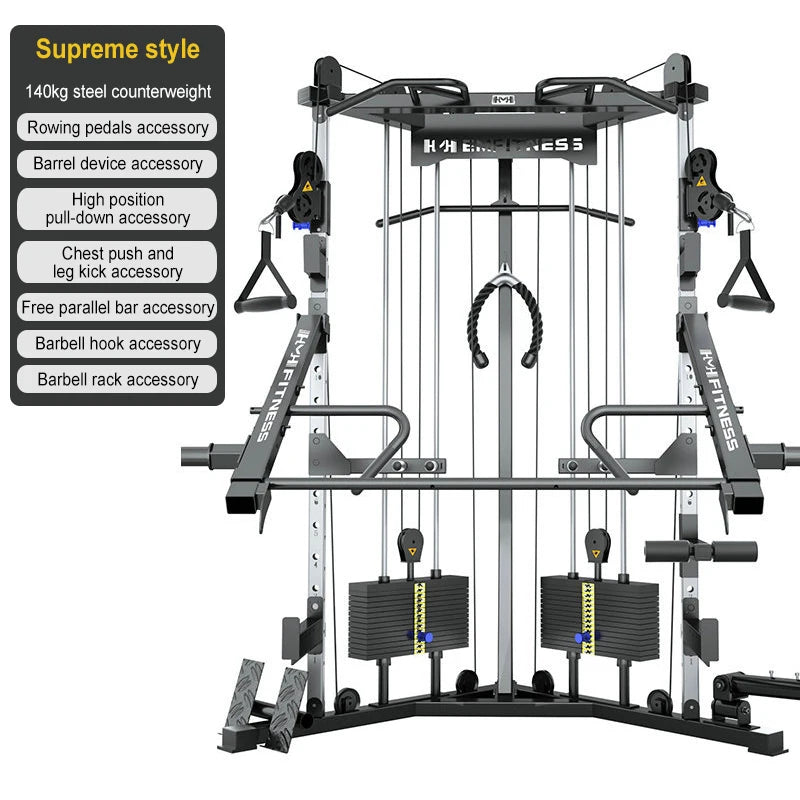 Commercial dual-arm gym machine for full-body training.