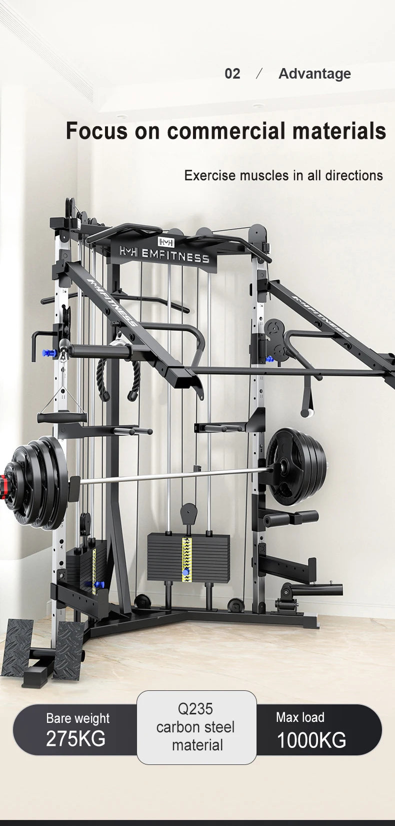 Commercial dual-arm gym machine for full-body training.