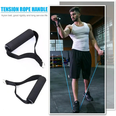 Anti-slip resistance band handles with strong nylon for cable machine workouts.