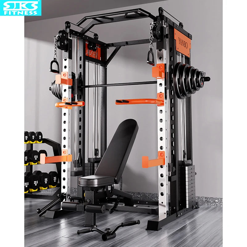 Home & gym gantry trainer with squat and fly station.