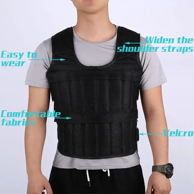 Adjustable 20KG weighted vest for boxing, sparring, and gym training