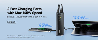 Baseus Power Bank 30000mAh 65W PD3.0 Quick Charging 3.0 FCP SCP Portable External For iPhone 14 12 13 Laptop Tablet Power bank