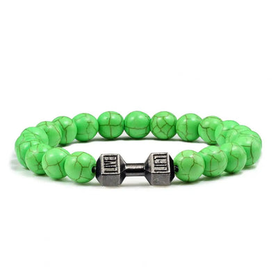 Gym Dumbbells Beads Bracelet Natural Stone Barbell Energy Weights Bracelets For Women Men Couple Wristband Fashion Jewelry Gift