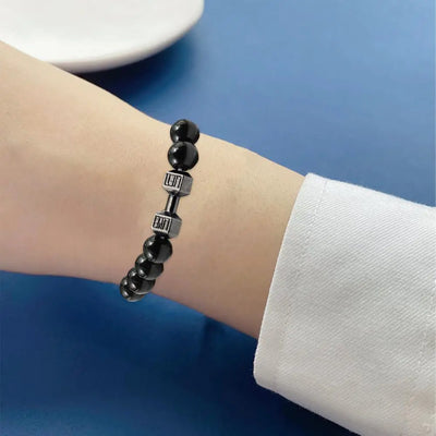 Gym Dumbbells Beads Bracelet Natural Stone Barbell Energy Weights Bracelets For Women Men Couple Wristband Fashion Jewelry Gift
