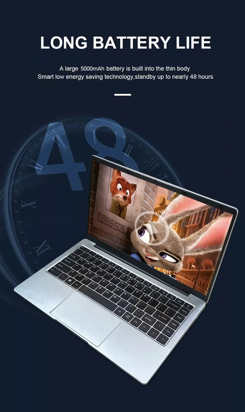 laptop 14.1 Inch Windows 11 Intel Celeron N3700 Netbook 1920*1080 Portable Notebook Intel 12GB RAM 1TB 2TB SSD Computer laptops