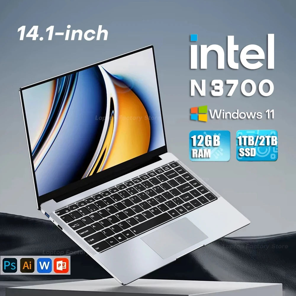 laptop 14.1 Inch Windows 11 Intel Celeron N3700 Netbook 1920*1080 Portable Notebook Intel 12GB RAM 1TB 2TB SSD Computer laptops