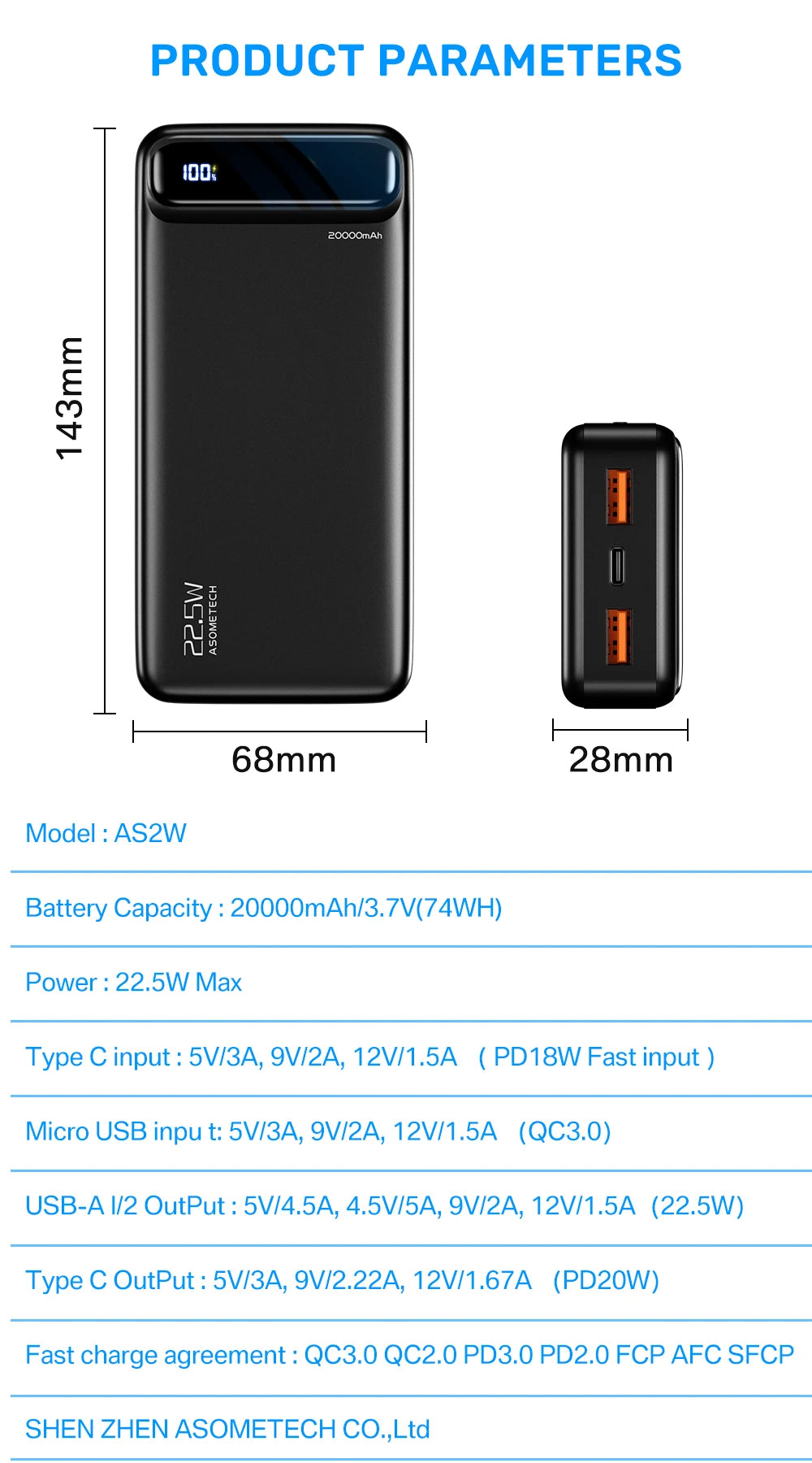 Power Bank 30000 mAh Portable Charger Poverbank Fast Charging Powerbank 10000 20000mAh External Battery For iPhone 13 12 Xiaomi