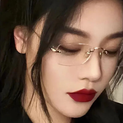 Transparent Rimless Rectangle Shades Glass Women Harajuku Blocking Glasses Frameless Anti-blue Optical Eyeglass Eyewear