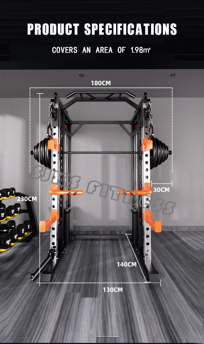 Home & gym gantry trainer with squat and fly station.