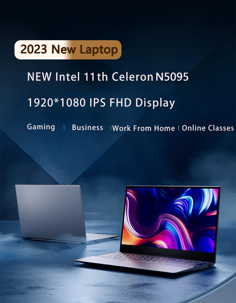 Laptop 15.6 Inch IPS Screen 16GB RAM Intel 11th N5095 Business Netbook Windows 10 11 Pro Gaming Office Notebook Pc Portable