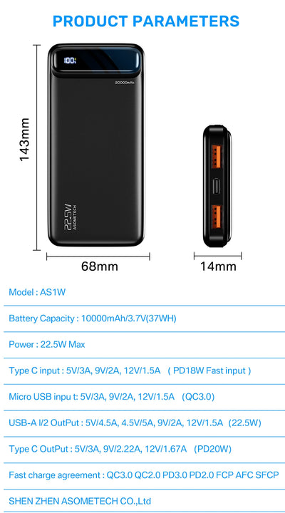 Power Bank 30000 mAh Portable Charger Poverbank Fast Charging Powerbank 10000 20000mAh External Battery For iPhone 13 12 Xiaomi