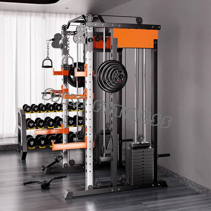 Home & gym gantry trainer with squat and fly station.