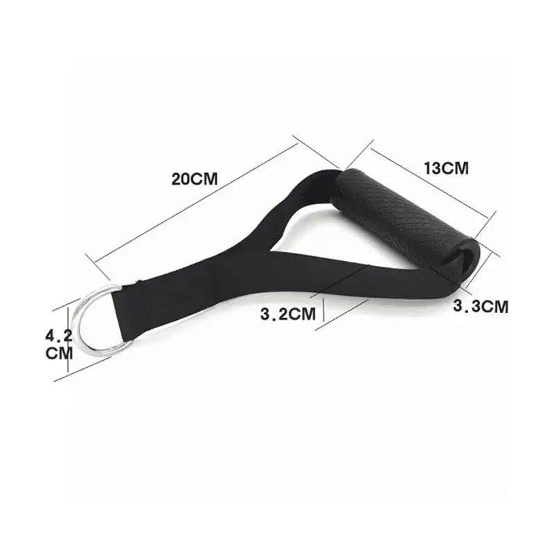 Anti-slip resistance band handles with strong nylon for cable machine workouts.