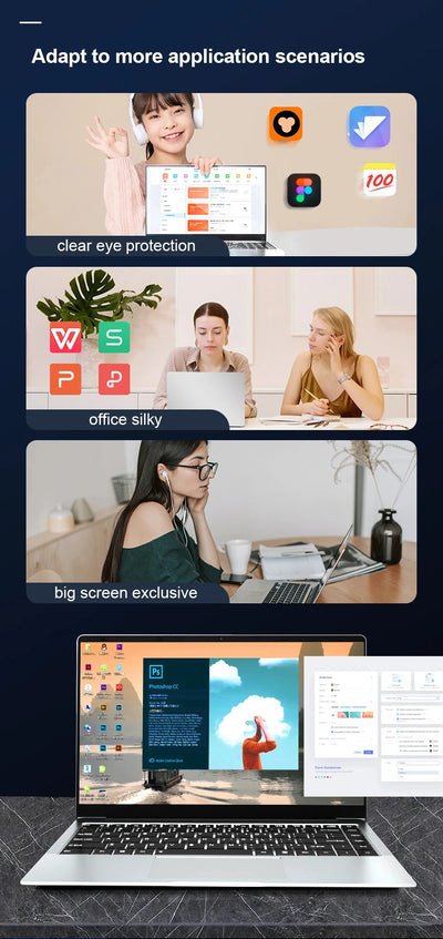 laptop 14.1 Inch Windows 11 Intel Celeron N3700 Netbook 1920*1080 Portable Notebook Intel 12GB RAM 1TB 2TB SSD Computer laptops