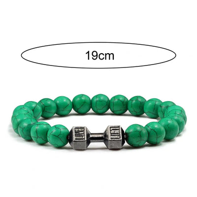 Gym Dumbbells Beads Bracelet Natural Stone Barbell Energy Weights Bracelets For Women Men Couple Wristband Fashion Jewelry Gift