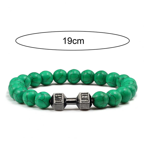 Gym Dumbbells Beads Bracelet Natural Stone Barbell Energy Weights Bracelets For Women Men Couple Wristband Fashion Jewelry Gift